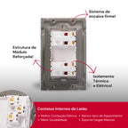 Interruptor Duplo Unipolar Bipolar XLX Tomada Fusion Pro Premium Acabamento em Aço Escovado