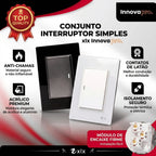 Tomada Modular 4x2 Interruptor Simples Acrilico Espelhado Branco Luxo Anti-Chamas Innova Pro XLX