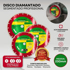Disco Diamantado Segmentado de Corte 230 mm Seco Úmido Profissional Bloco Concreto Granito Mármore