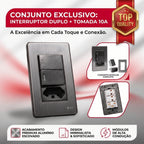 Interruptor de Parede Tomada 10A 110V Carregador USB C Placa 4x2 Alumínio Escovado Unipolar Bipolar