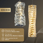Lustre Pendente Led Prateado XLX 25cm 45cm Teto Cristal Luxuoso Moderno Três Cores Bivolt 127/220v