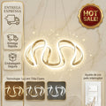 Lustre Pendente Dourado Led Moderno Curvas 60w Ondas Luz 3 Em 1 Sala Jantar Mesa Quarto Bivolt