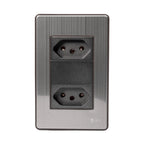 Tomada Modular 4X2 10A 20A Aço Escovado Cinza Monte a Sua USB Placa Interruptor Bipolar Unipolar