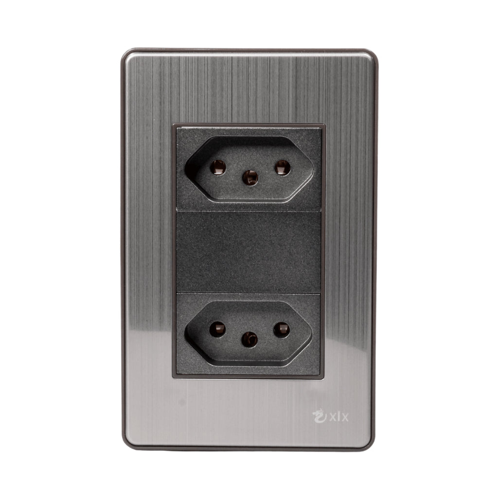 Tomada Modular 4X2 10A 20A Aço Escovado Cinza Monte a Sua USB Placa Interruptor Bipolar Unipolar