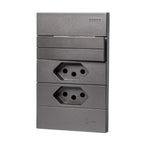 Tomada Modular 10A 20A Acrílico Cinza Monte Sua USB Placa Alumínio Interruptor 4X2 Bipolar Unipolar