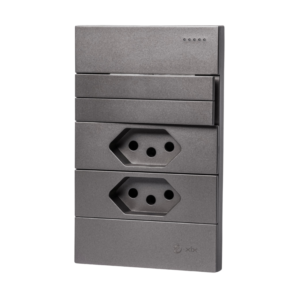 Tomada Modular 10A 20A Acrílico Cinza Monte Sua USB Placa Alumínio Interruptor 4X2 Bipolar Unipolar
