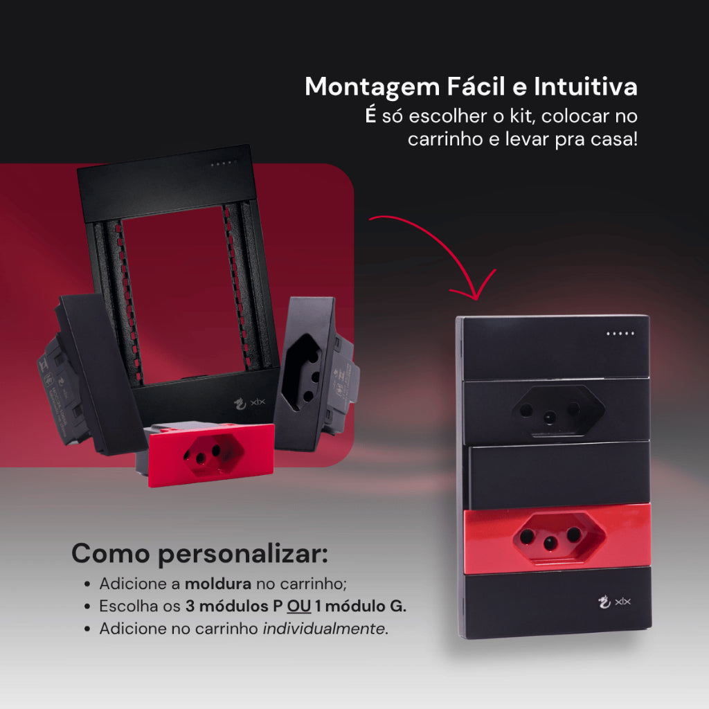 Tomada Modular 10A 20A Acrílico Preta Monte Sua USB Placa Alumínio Interruptor 4X2 Bipolar Unipolar