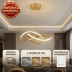 Lustre de Teto LED Moderno Dourado Led 35w Bivolt 3 Cores Em 1 Sala De Jantar Nó Nórdico Luxuoso