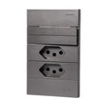 Tomada Modular 10A 110V Interruptor Unipolar Bipolar Cinza Preto Galvanizado Placa 4x2 Alumínio