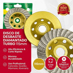 Disco de Desbaste Diamantado Turbo 115mm 4.5 Polegadas Profissional Bloco Concreto Granito Mármore