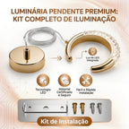 Lustre Pendente LED Lua Dourado Cristal 3 Cores de Luz Ajustavel para Quarto e Sala Bivolt