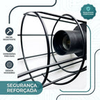 Pendente de Teto Aramado XLX Alumínio Preto Luminária Industrial Vintage Retrô Importado E27