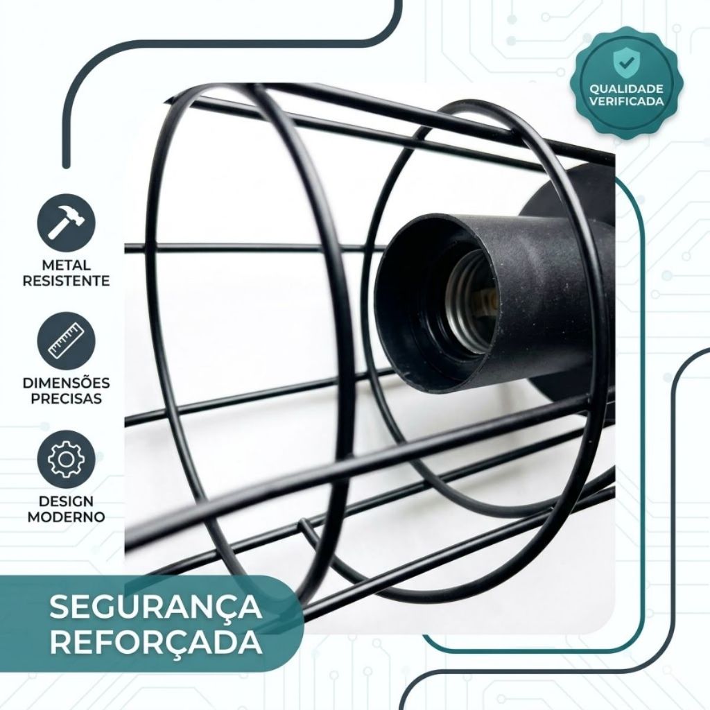 Pendente de Teto Aramado XLX Alumínio Preto Luminária Industrial Vintage Retrô Importado E27