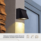 Arandela Luz De Parede IP66 Branco Quente Alumínio Preta XLX LED ambientes internos e externos