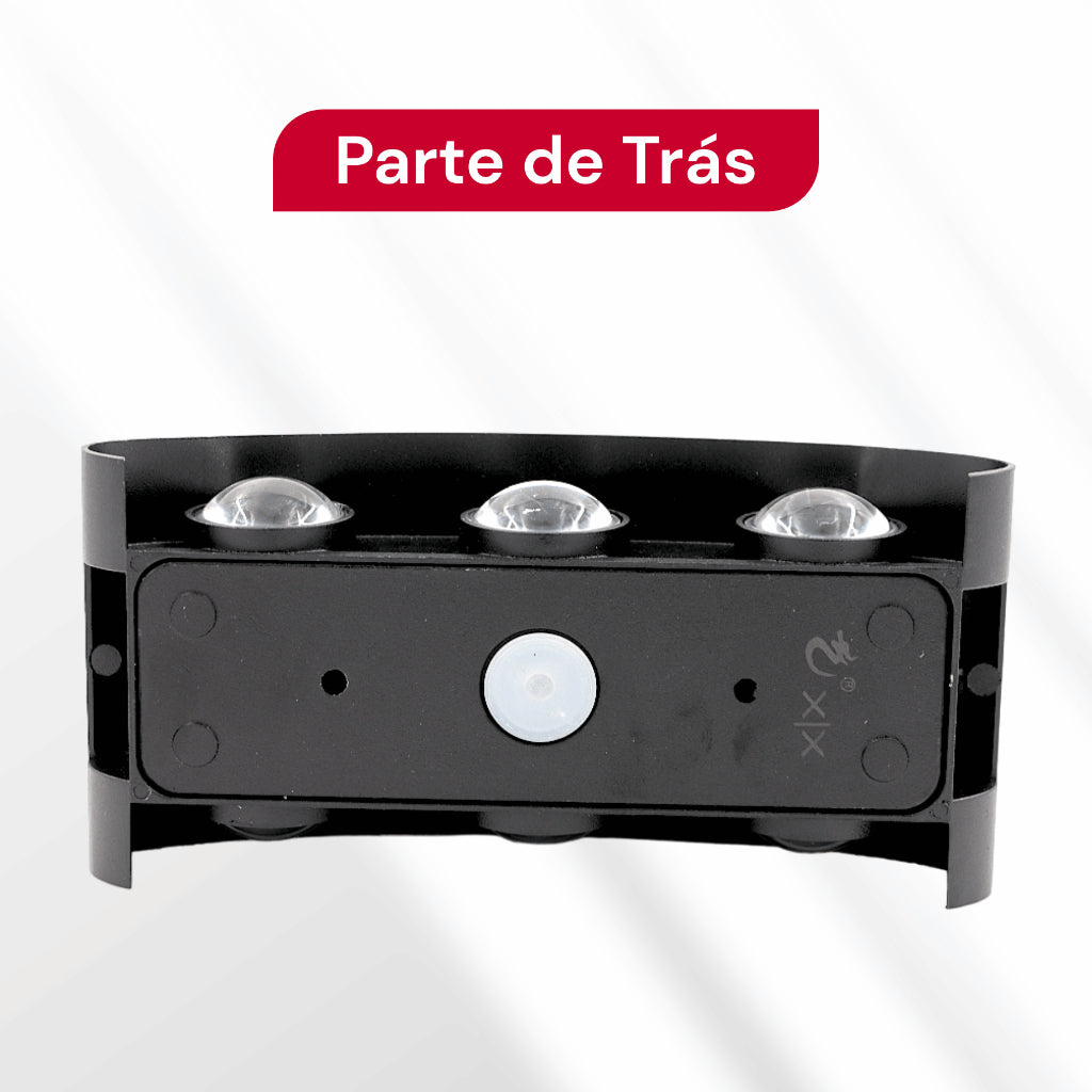 Arandela de Parede Preta LED 5W IP66 A Prova d'Água 6 Fachos de Luz Decoração Externa Branco Quente