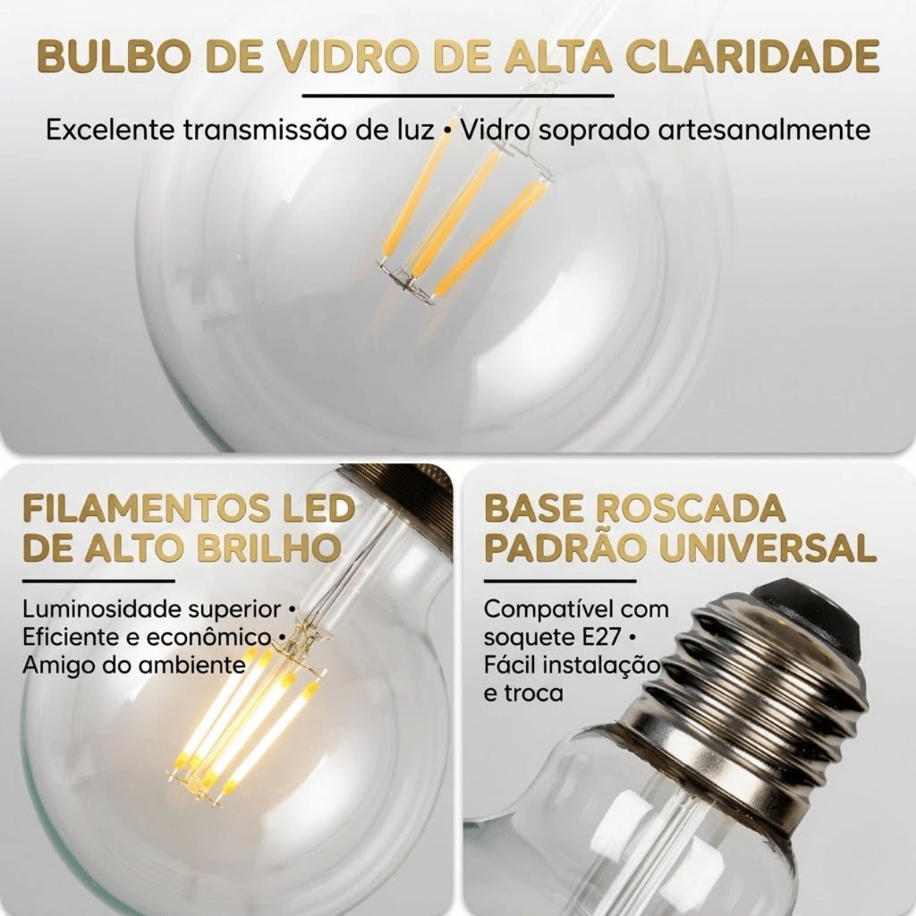 Lâmpada Filamento Thomas Edson Led 5W Retrô Vintage Luz Branco Quente 2700K St64 110V E27 Econômica