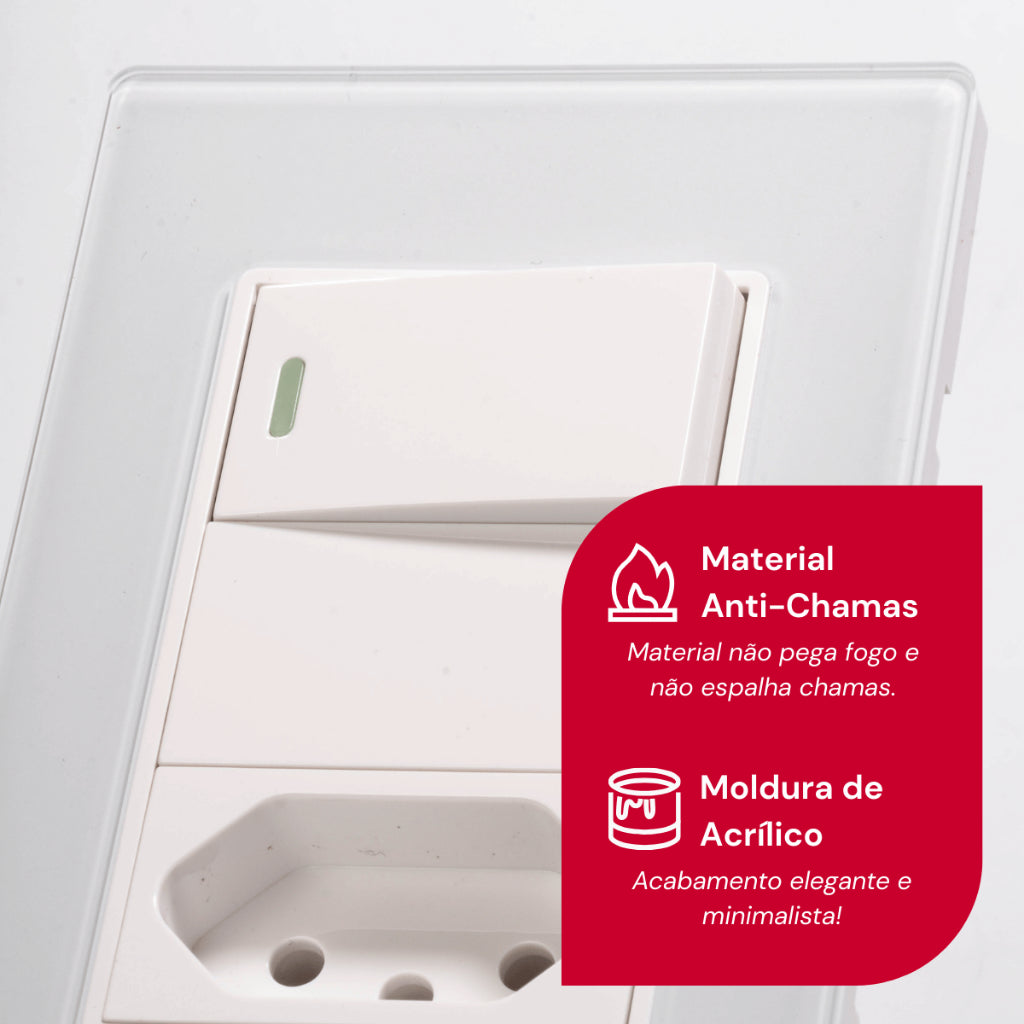 Tomada Modular Acrílico Branca Preto USB Placa ACRÍLICO Tomada 10A Interruptor 4X2 Bipolar Unipolar
