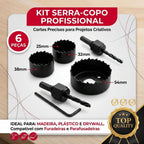 Kit Serra Copo Circular Profissional 6 Peças 25mm a 54mm Furadeira Para Madeira Gesso Drywall PVC