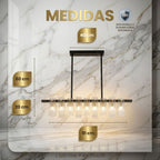 Lustre Pendente Bivolt Linear Moderno Vidro Texturizado Premium G9 Sala Jantar Luxuoso Chique