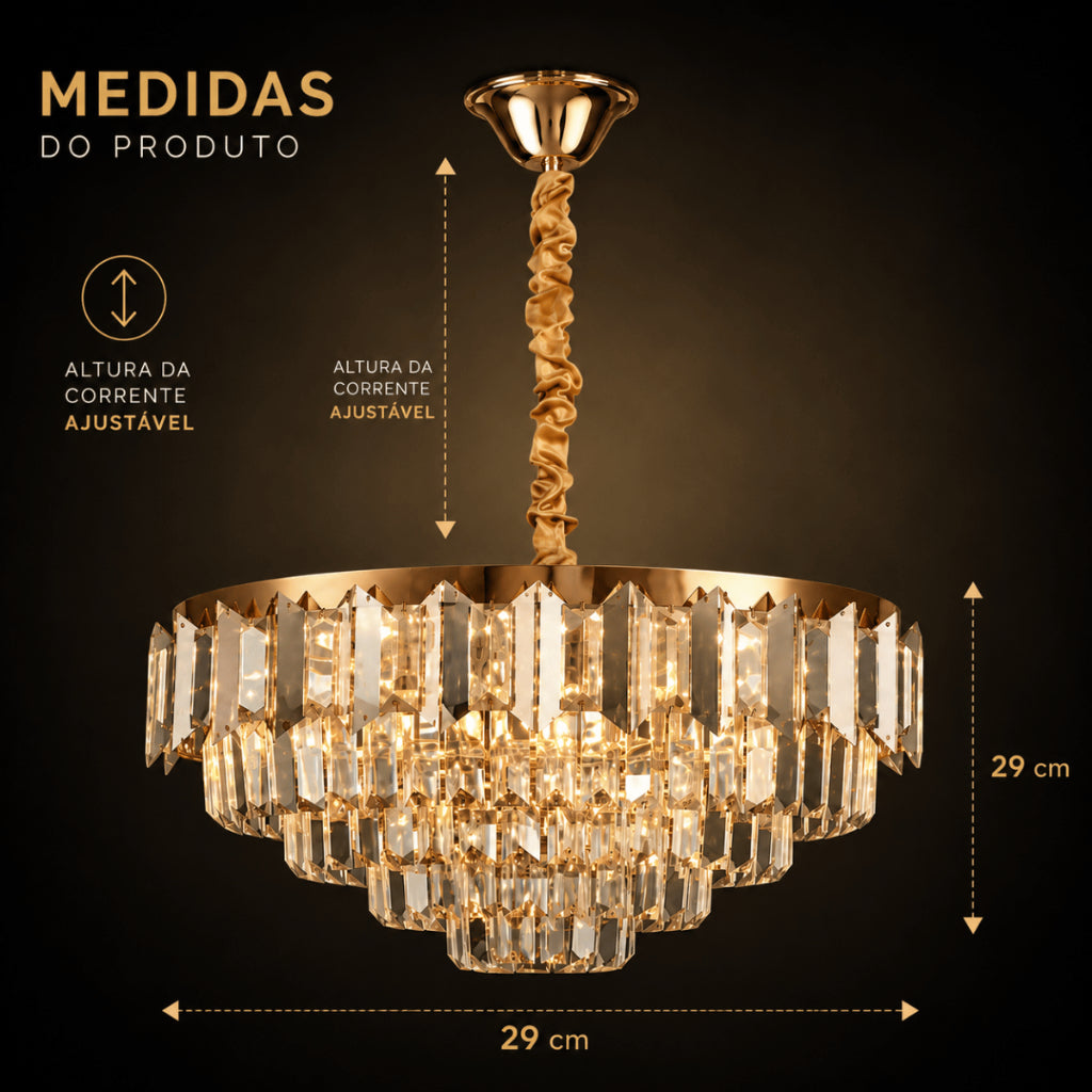 Lustre Pendente Cristal Moderno Sala de Jantar Luxo E14 Bivolt Cabo Ajustável