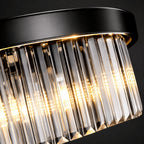 Lustre Cristal K9 Redondo Moderno Pendente Luxo Sala de Jantar E14 Bivolt Corrente Ajustável Preto