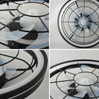 Plafon Ventilador de Teto LED 3 Cores Com Controle Remoto Estilo Industrial Preto Silencioso Bivolt