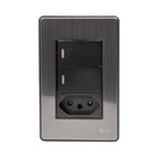 Tomada Modular 4X2 10A 20A Aço Escovado Cinza Monte a Sua USB Placa Interruptor Bipolar Unipolar