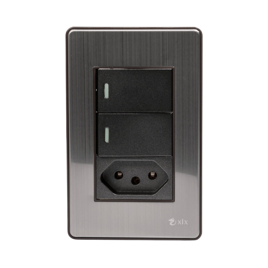 Tomada Modular 4X2 10A 20A Aço Escovado Cinza Monte a Sua USB Placa Interruptor Bipolar Unipolar