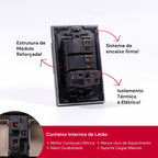 Tomada Modular 10A 110V Interruptor Unipolar Bipolar Cinza Preto Galvanizado Placa 4x2 Alumínio
