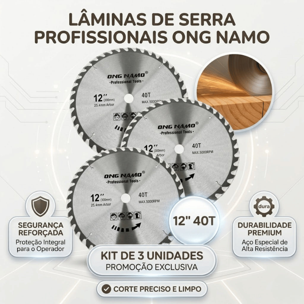 Disco de Serra Circular Profissional 12 polegadas 300mm 40 dentes Corte para Madeira MDF DryWall