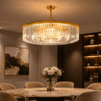 Lustre Cristal K9 Redondo Moderno Pendente Luxo Sala de Jantar E14 Bivolt Corrente Ajustável Preto