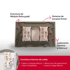 Tomada Modular 110V 220V 10A 20A Placa Acrílico Espelhado Alumínio Innova Pro XLX Moderna Preta