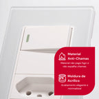 Tomada Modular Interruptor de Parede 110V 10A Placa Branca Acrílico Espelhado Alumínio Innova XLX