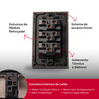 Tomada Modular 10A 110V 20A 220V Cinza Preto Galvanizado Moderno Luxuoso Placa 4x2 Alumínio