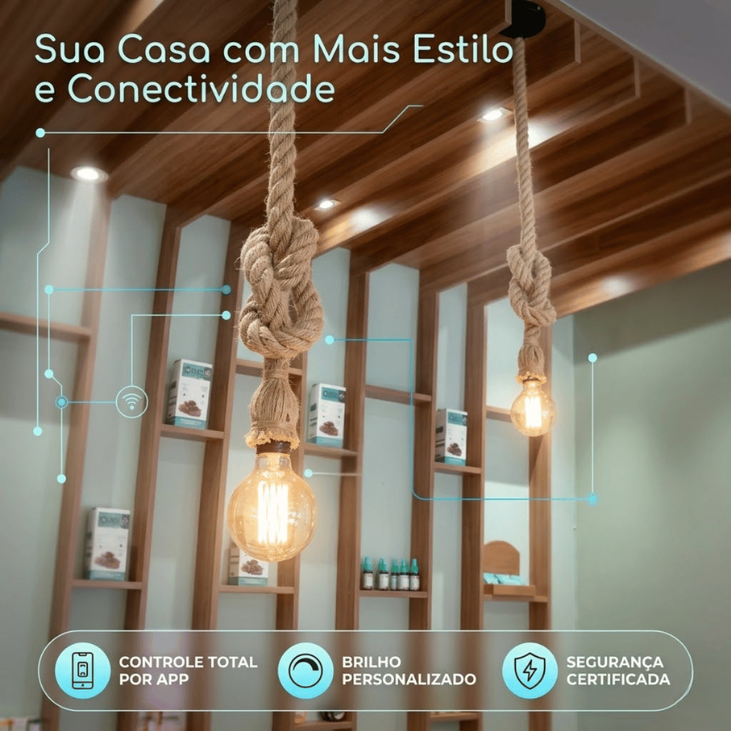 Pendente Corda Retro Design Rústico Vintage Decorativo Cor Marrom Voltagem 110v/220v 1.5m e 1m