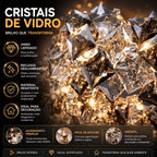 Lustre Pendente Cristal K9 Fumê Retangular Moderno Luxo Sala de Jantar E14 Bivolt Dourado