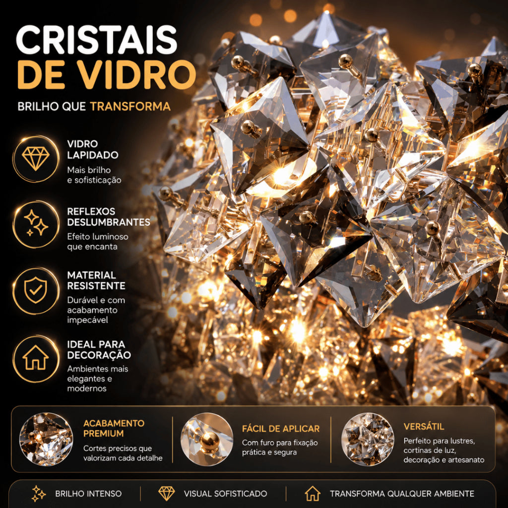 Lustre Pendente Cristal K9 Fumê Retangular Moderno Luxo Sala de Jantar E14 Bivolt Dourado