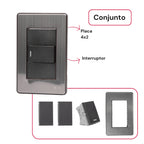 Interruptor de Parede Carregador  Placa 4x2 Anti Chamas Alumínio Escovado Unipolar Bipolar