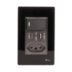 Tomada Modular Acrílico Branca Preto USB Placa ACRÍLICO Tomada 10A Interruptor 4X2 Bipolar Unipolar