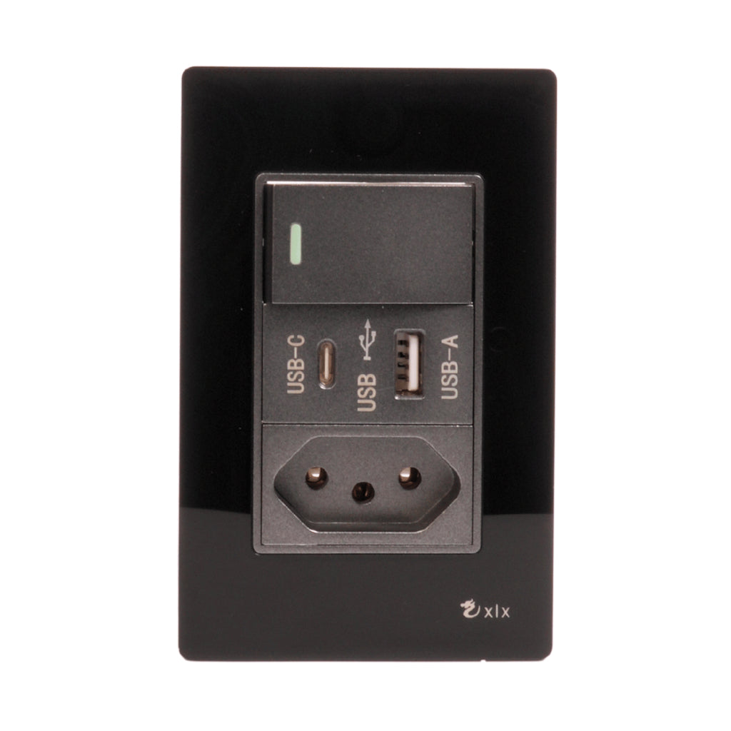 Tomada Modular Acrílico Branca Preto USB Placa ACRÍLICO Tomada 10A Interruptor 4X2 Bipolar Unipolar