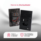 Tomada Modular 10A 110V Carregador USB C A Interruptor Unipolar Bipolar Preto Placa 4x2 Alumínio
