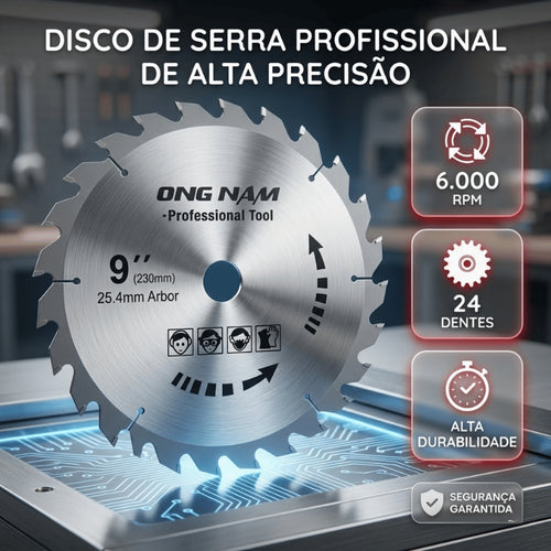 Disco de Serra Circular para Madeira 9 Polegadas 230mm 24 Dentes Profissional Corte Anel Redutor