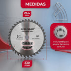 Disco de Serra Circular Profissional 9 polegadas 230mm 36 dentes Corte para Madeira MDF DryWall