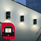 Arandela de Parede Preta LED 5W IP66 A Prova d'Água 2 Fachos de Luz Decoração Externa Branco Quente