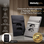 Tomada Modular 10A 110V Interruptor Unipolar Bipolar Cinza Preto Galvanizado Placa 4x2 Alumínio
