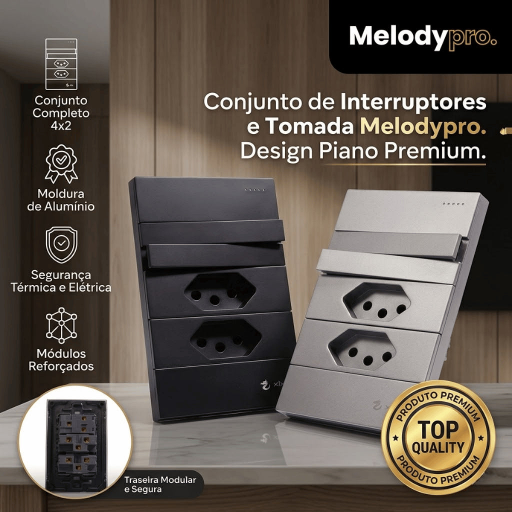 Tomada Modular 10A 110V Interruptor Unipolar Bipolar Cinza Preto Galvanizado Placa 4x2 Alumínio
