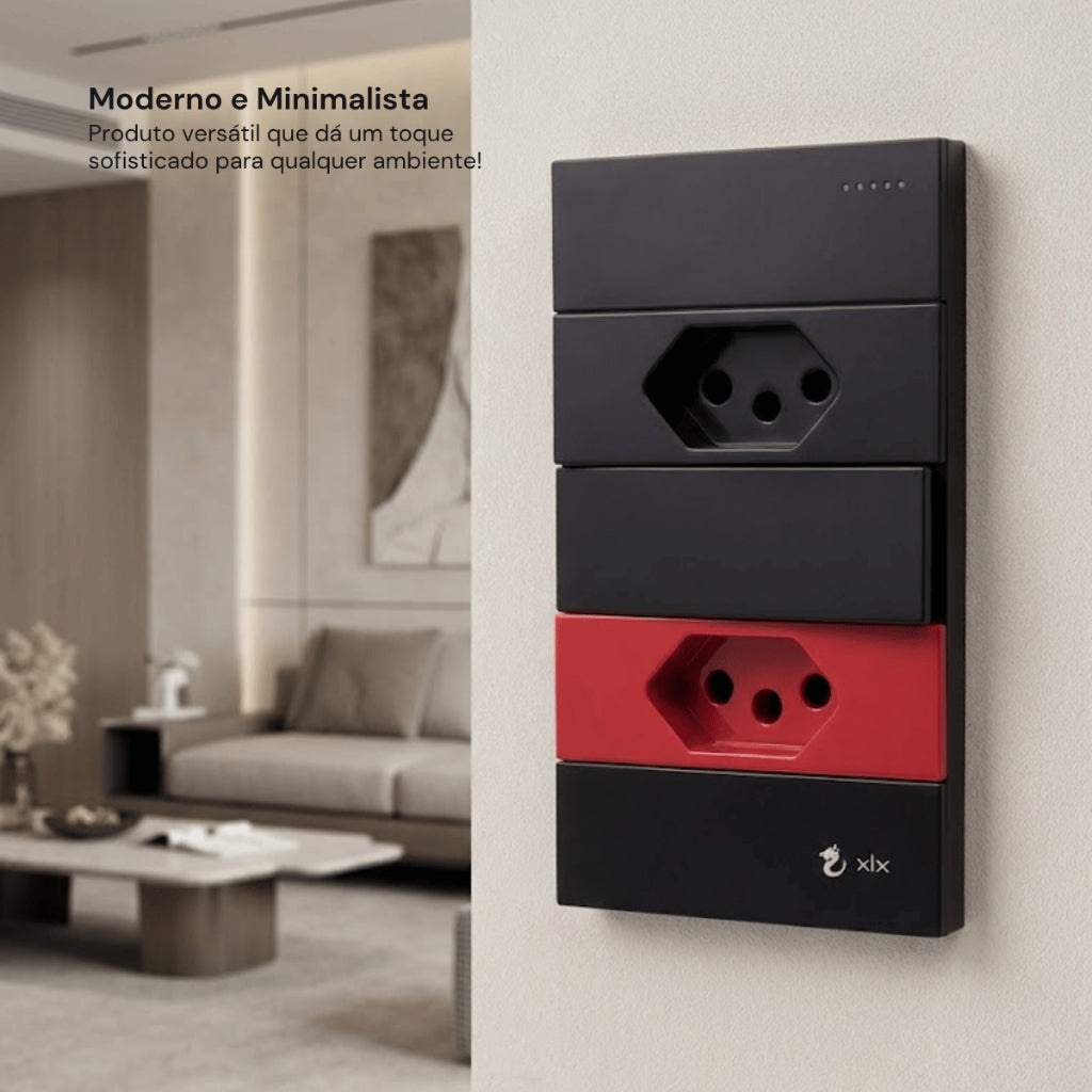 Tomada Modular 10A 110V 20A 220V Interruptor Unipolar Bipolar Cinza Preto Galvanizado Placa 4x2