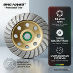 Disco de Desbaste Diamantado Turbo 115mm 4.5 Polegadas Profissional Bloco Concreto Granito Mármore