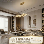 Lustre Pendente LED 60W Moderno Ondulado Dourado Sala Quarto 3 Cores Bivolt Branco Neutro Quente
