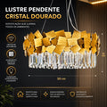 Lustre Moderno Cristal K9 Dourado Premium Pendente Luxo E14 Bivolt Sala de Estar e Jantar